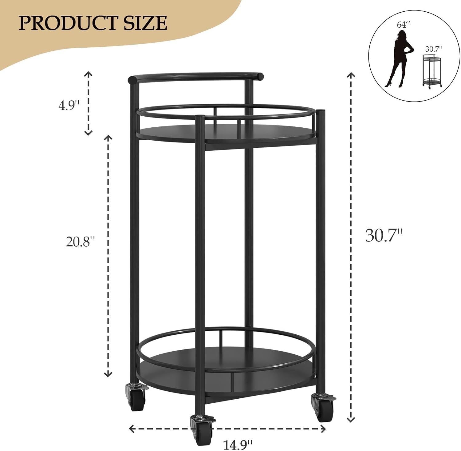 2-Tier Round Bar Cart