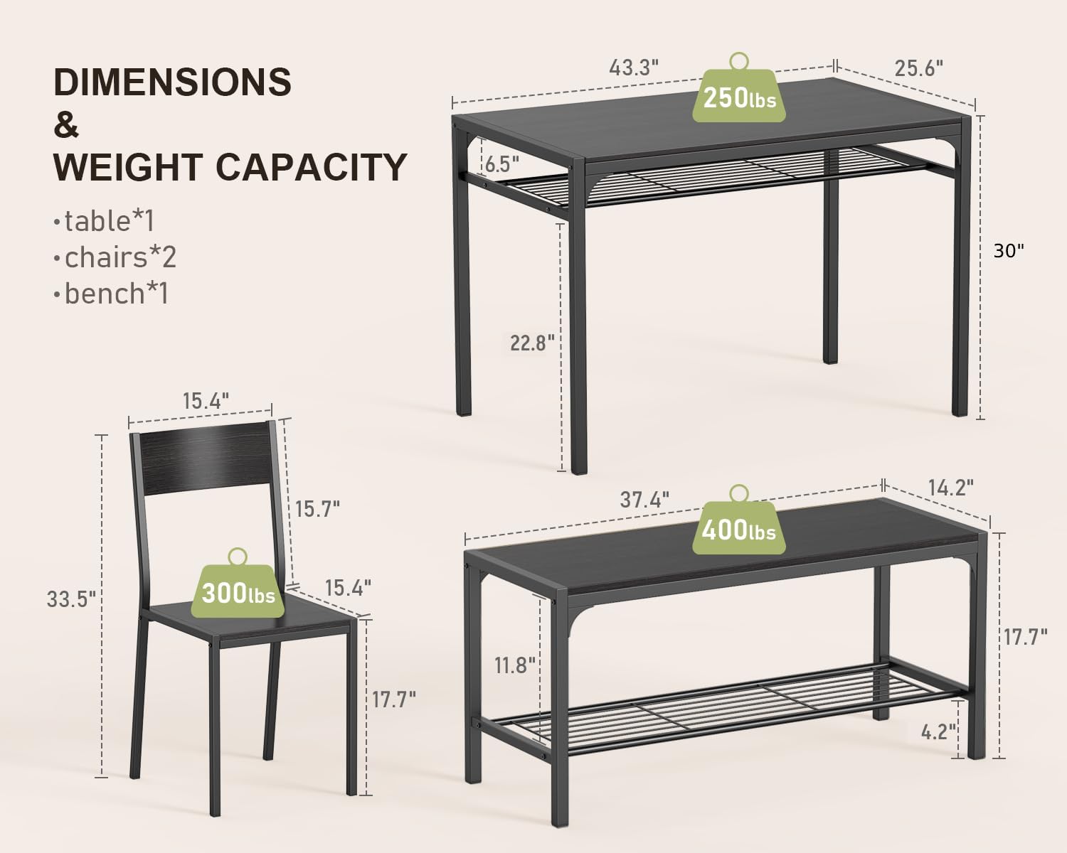 4-Piece Dining Table Set