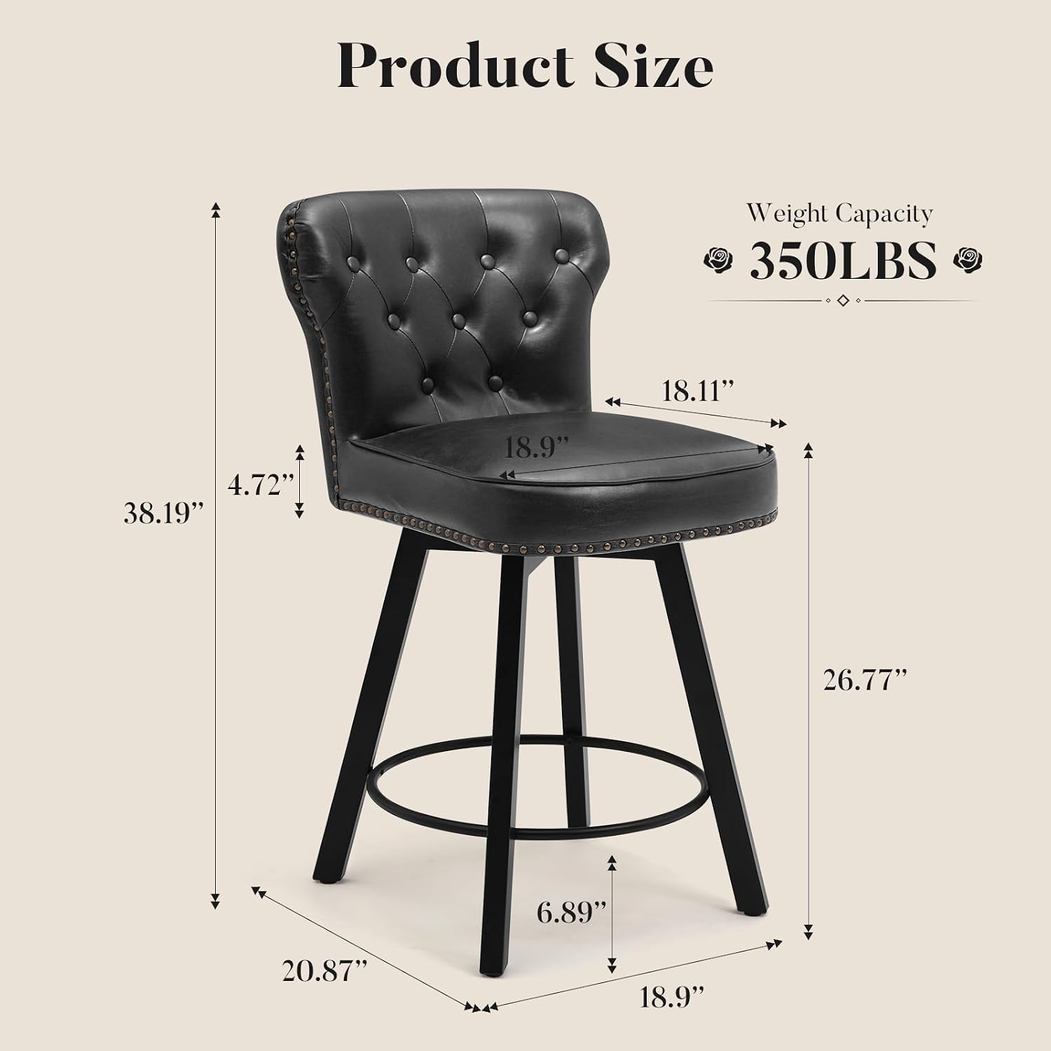 26" Swivel Bar Stools Set of 2
