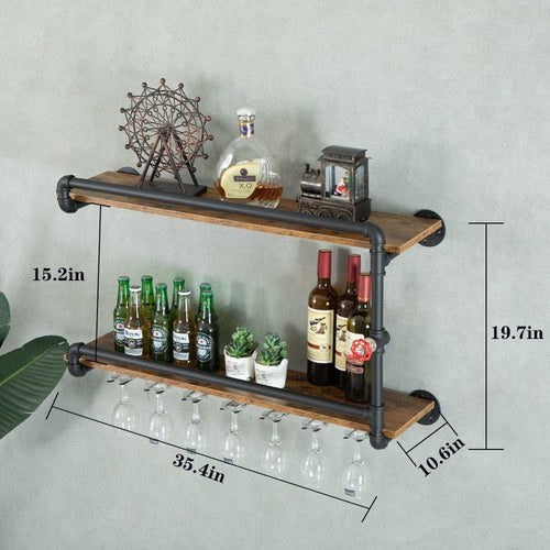 2 Tier Wall Mounted Wine Rack