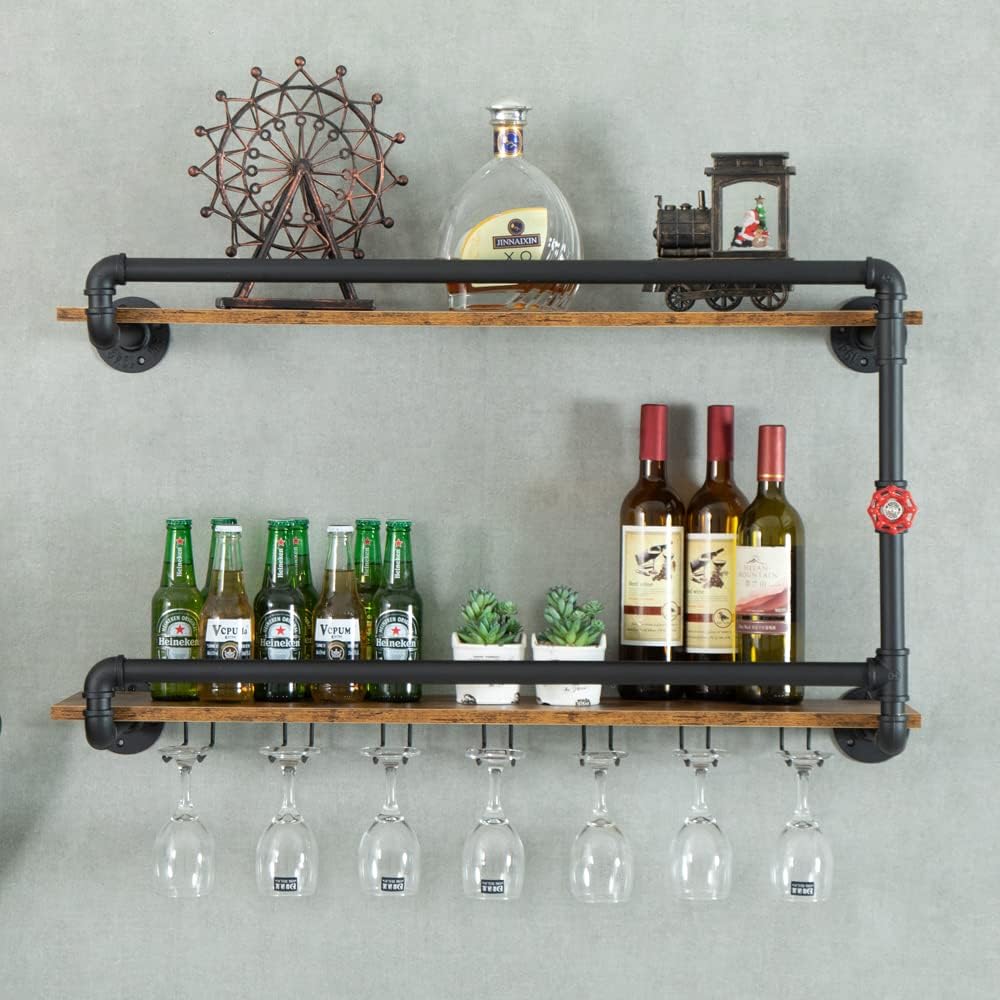 2 Tier Wall Mounted Wine Rack
