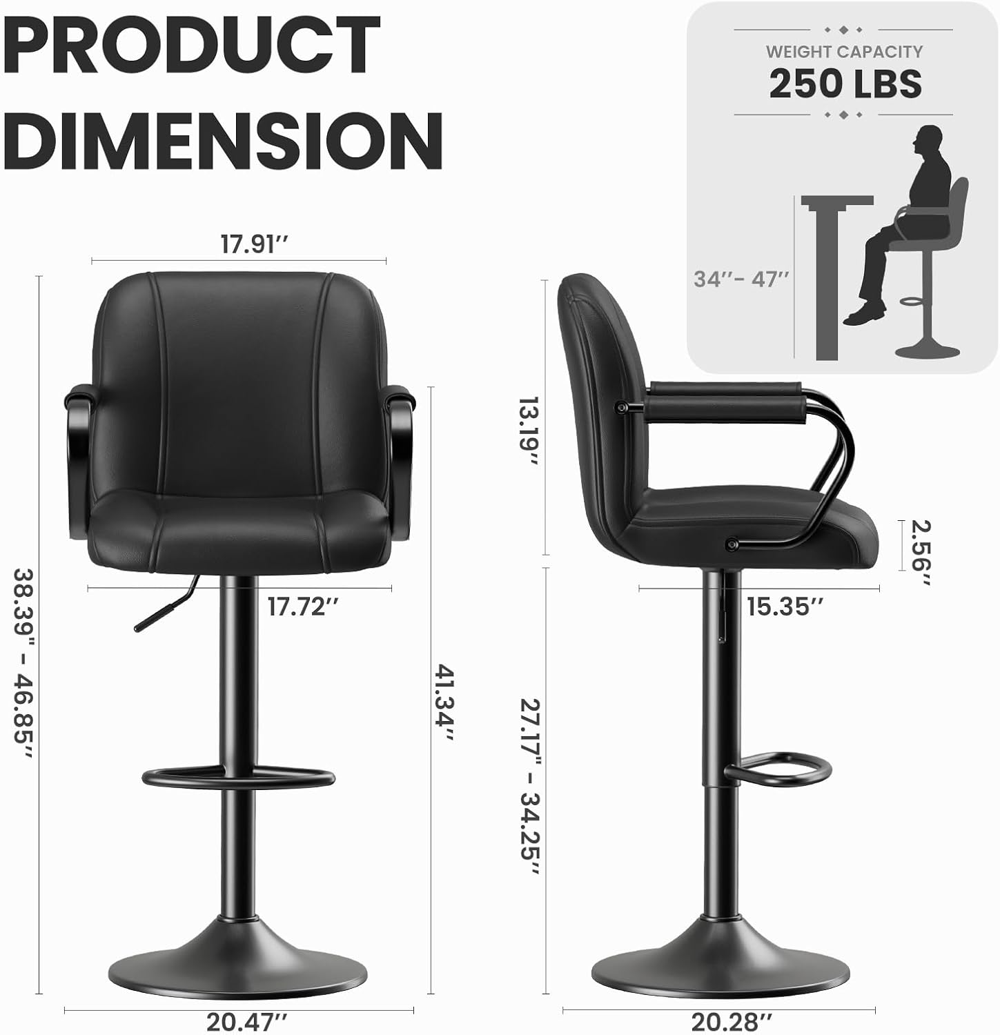 Adjustable Bar Stools Set of 2