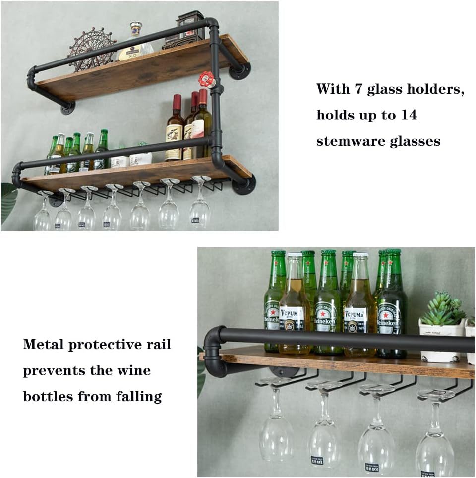 2 Tier Wall Mounted Wine Rack