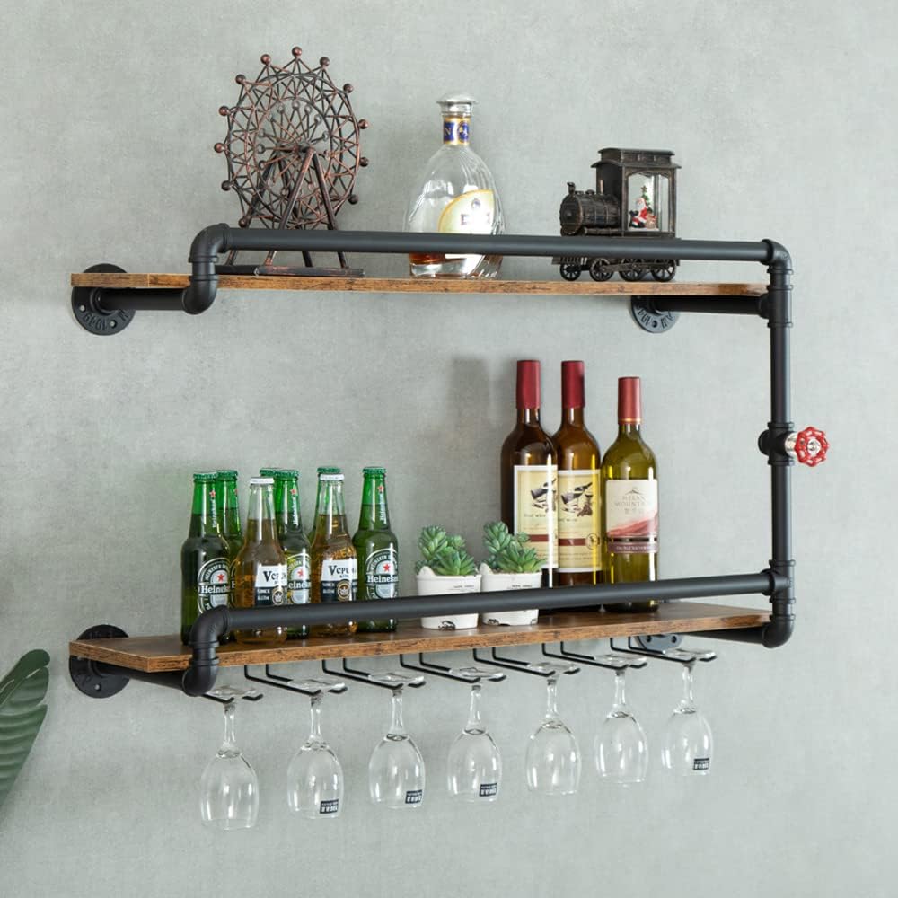 2 Tier Wall Mounted Wine Rack