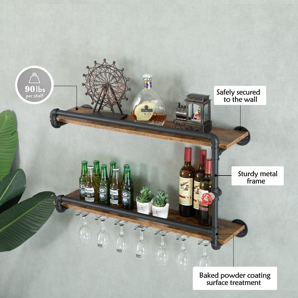 2 Tier Wall Mounted Wine Rack
