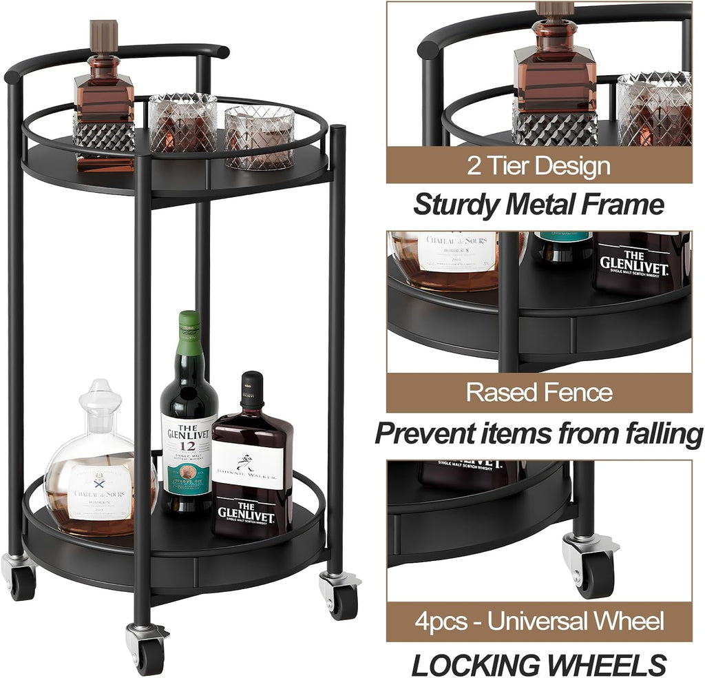 2-Tier Round Bar Cart