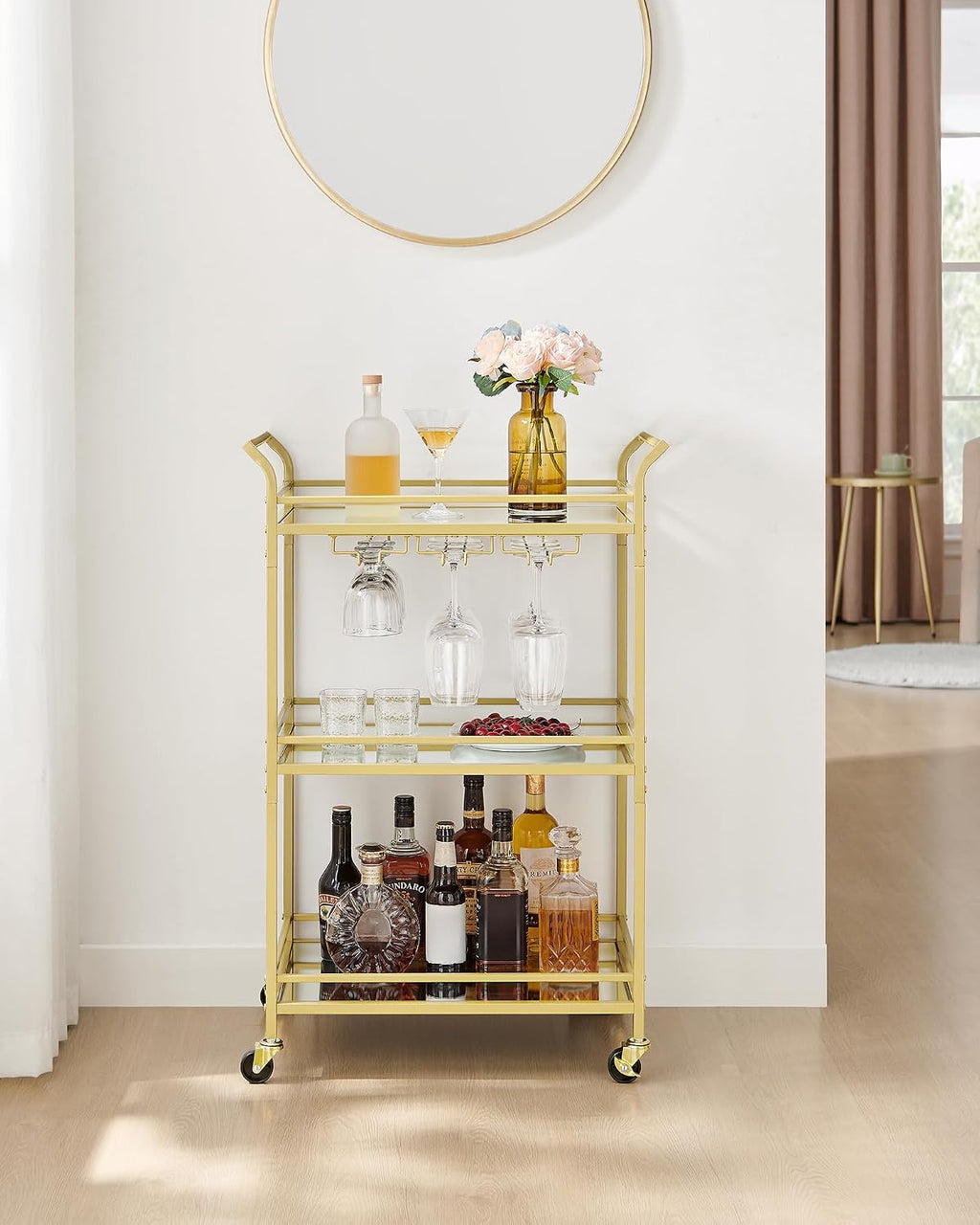3-Tier Gold Bar Cart