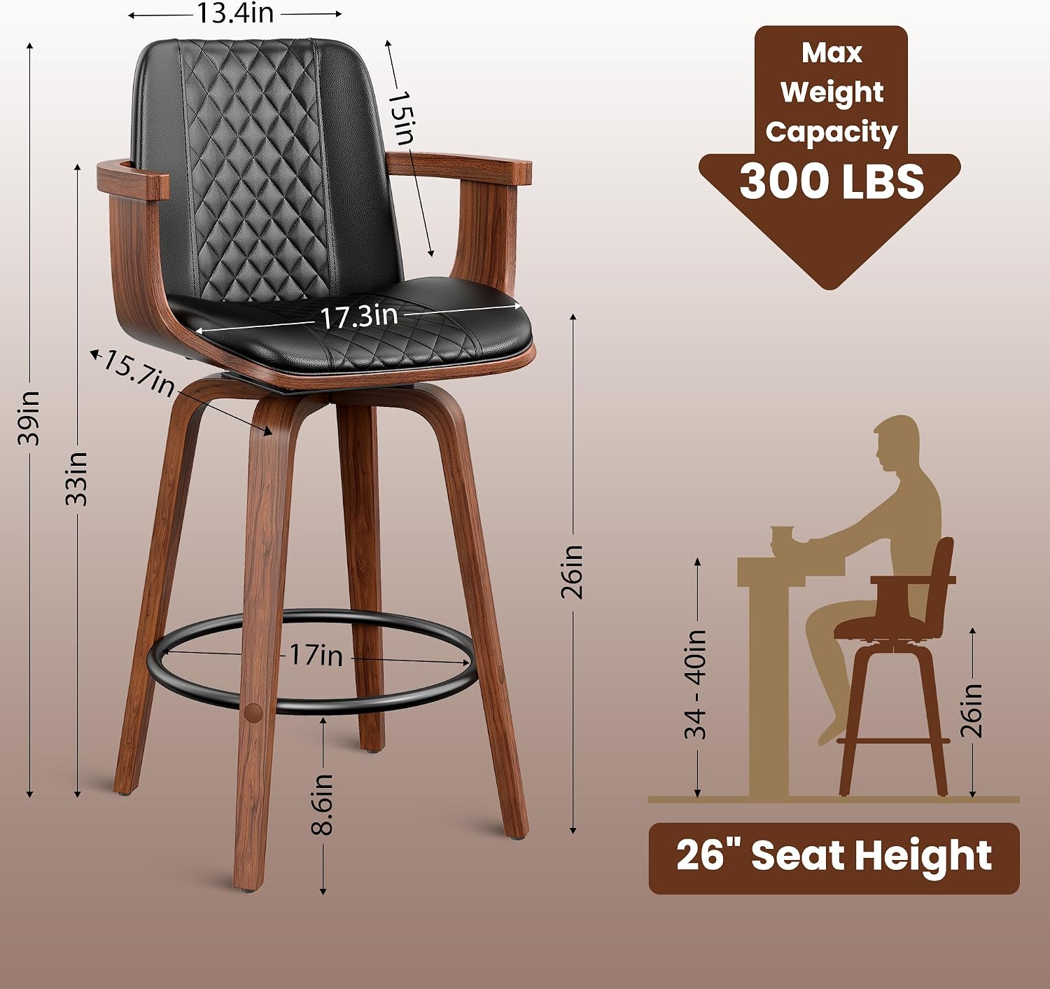 Swivel Bar Stools Set of 2
