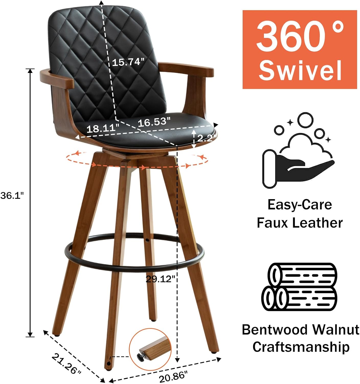 30" Swivel Bar Stools Set of 2
