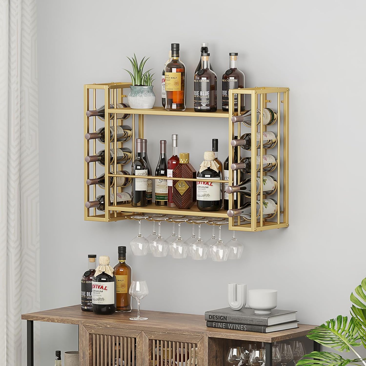 2-Tier Wall Mounted Wine Rack