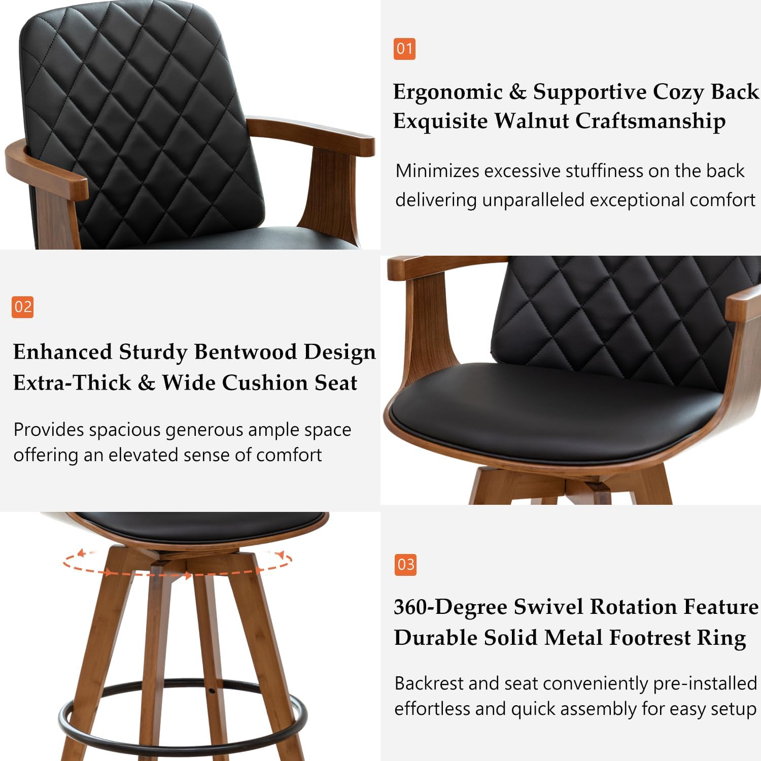 30" Swivel Bar Stools Set of 2