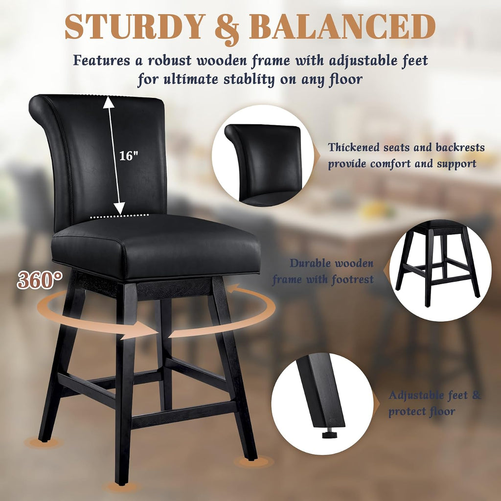 26" Swivel Bar Stools Set of 2