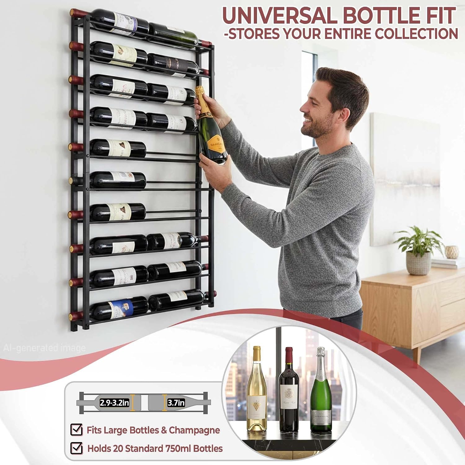 Wall Mounted Metal Wine Rack