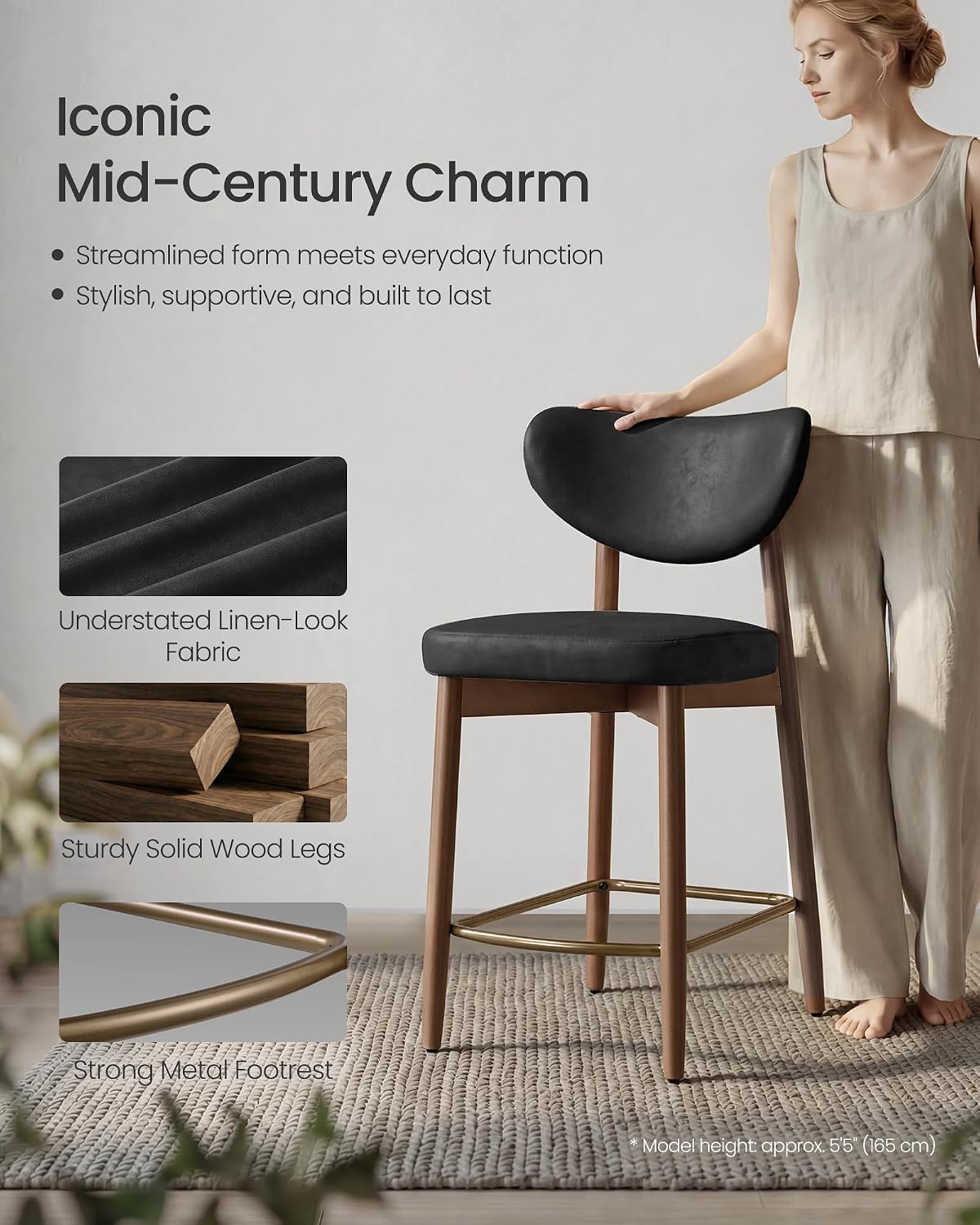 Wooden Bar Stools Set of 2