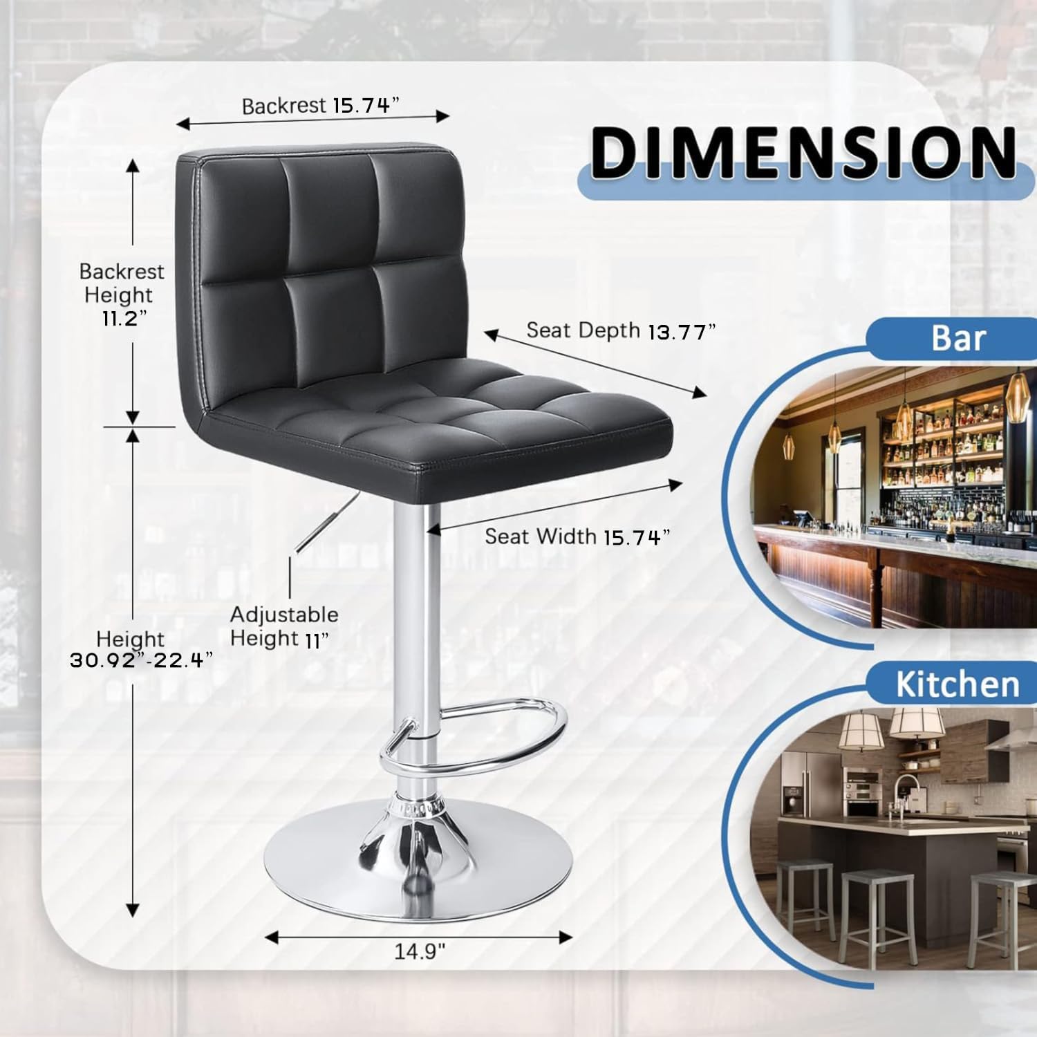 Adjustable Bar Stools Set of 2