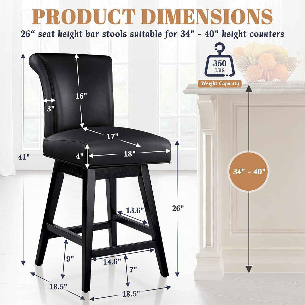 26" Swivel Bar Stools Set of 2