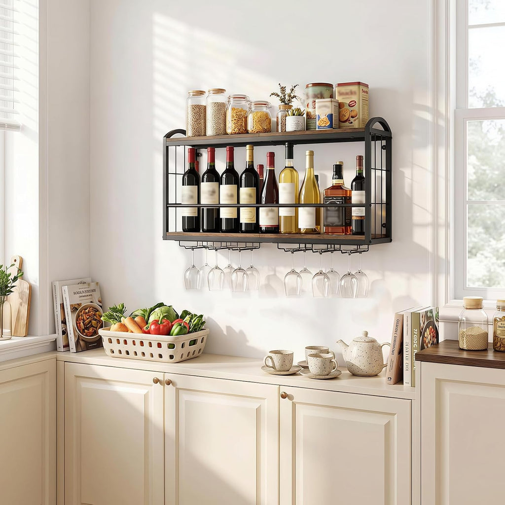 2 Tier Wall Mounted Wine Rack