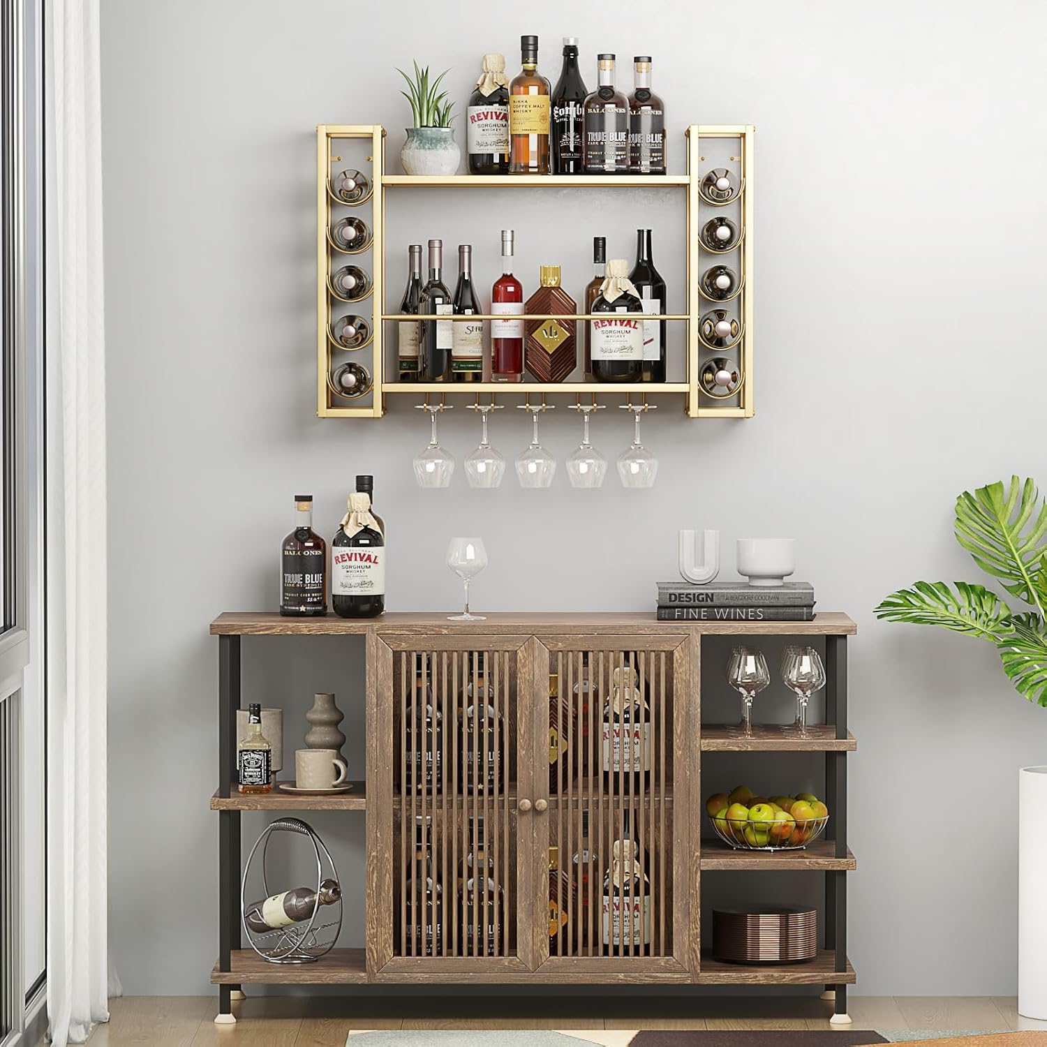 2-Tier Wall Mounted Wine Rack