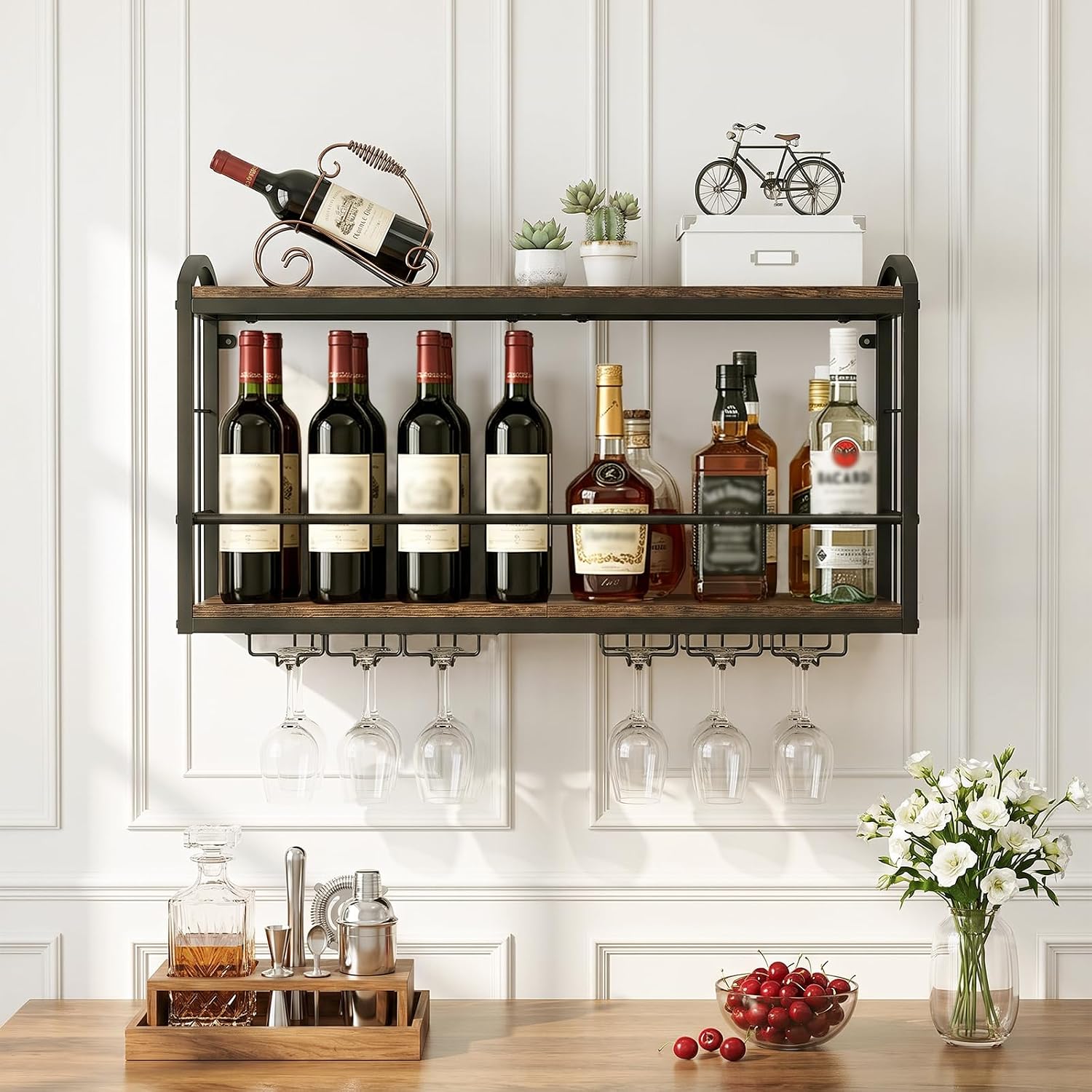 2 Tier Wall Mounted Wine Rack