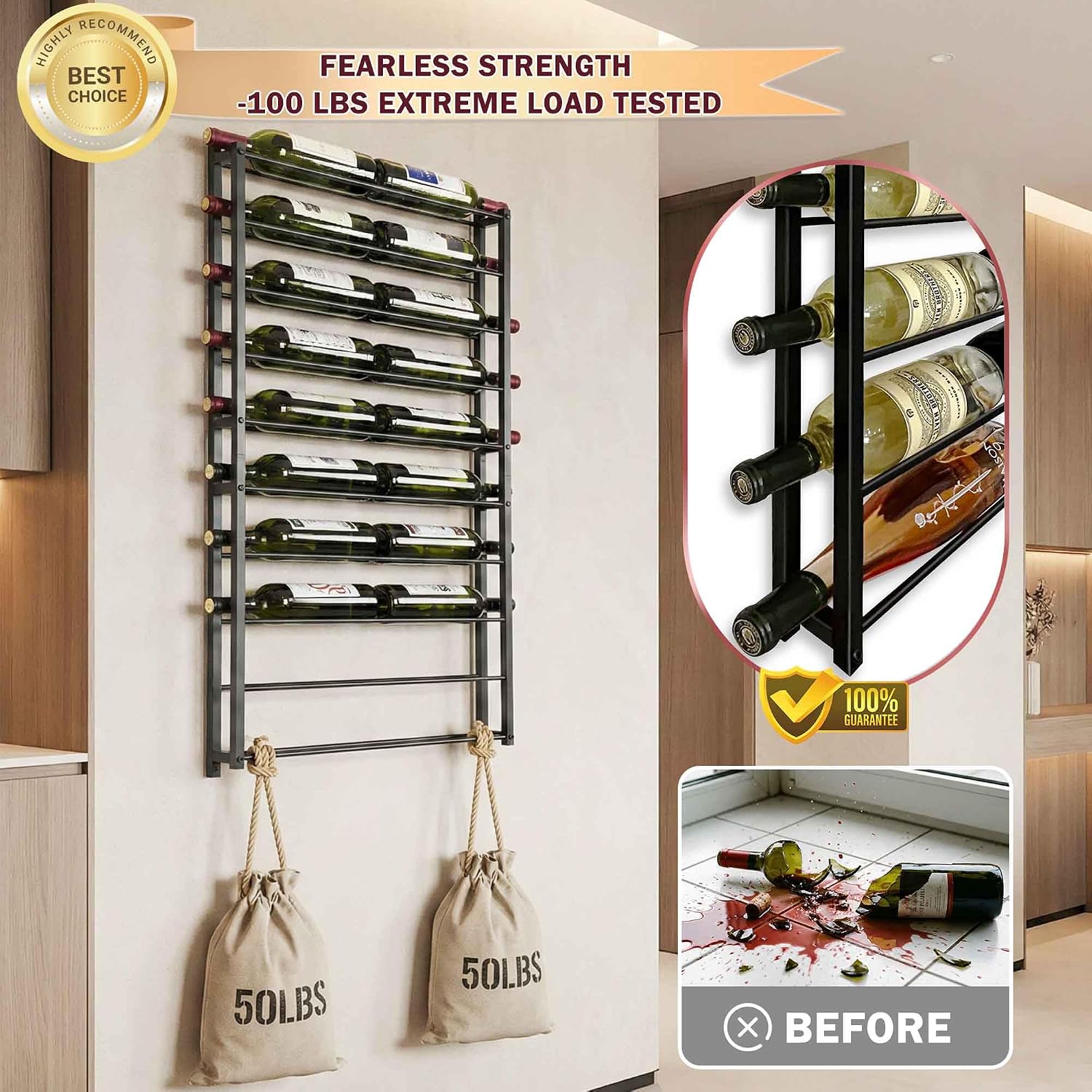 Wall Mounted Metal Wine Rack