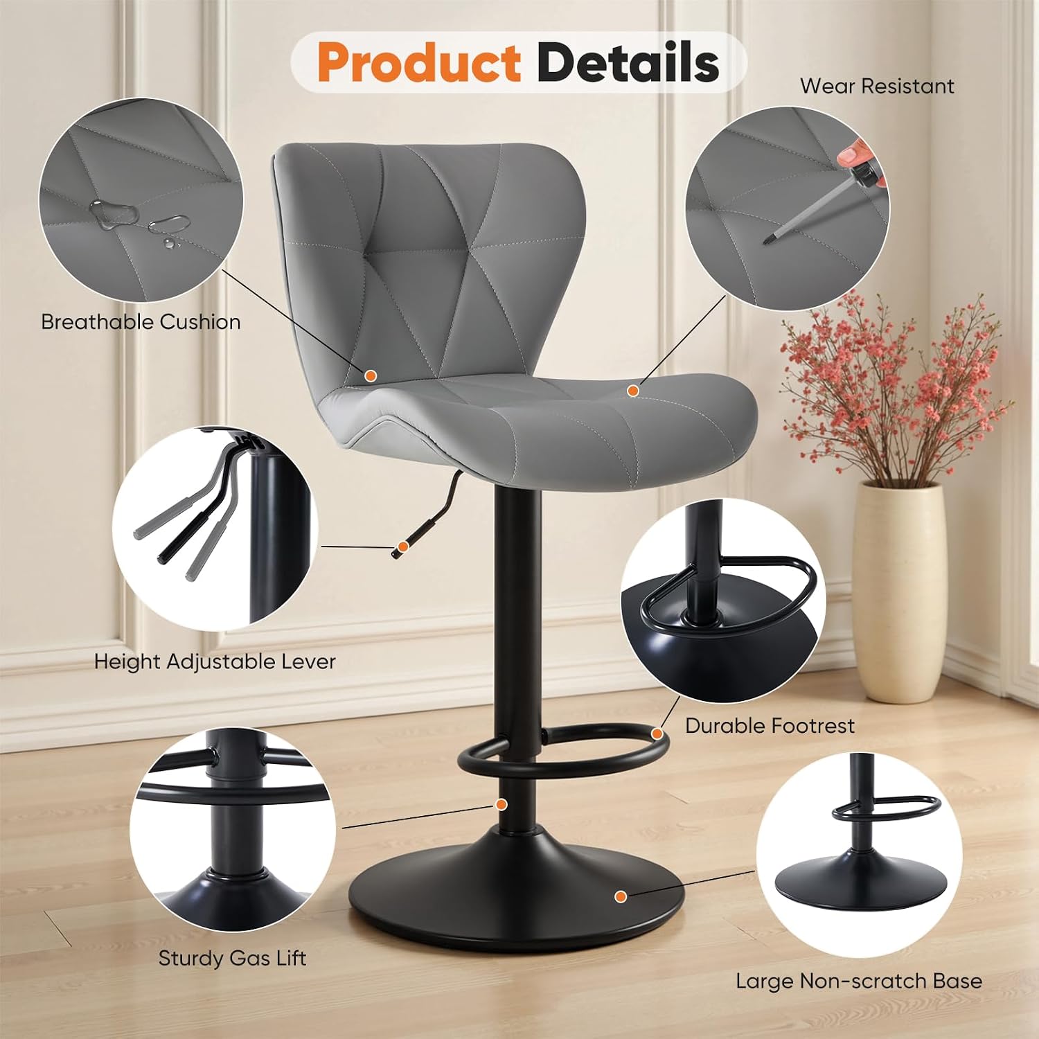 Adjustable Bar Stools Set of 4
