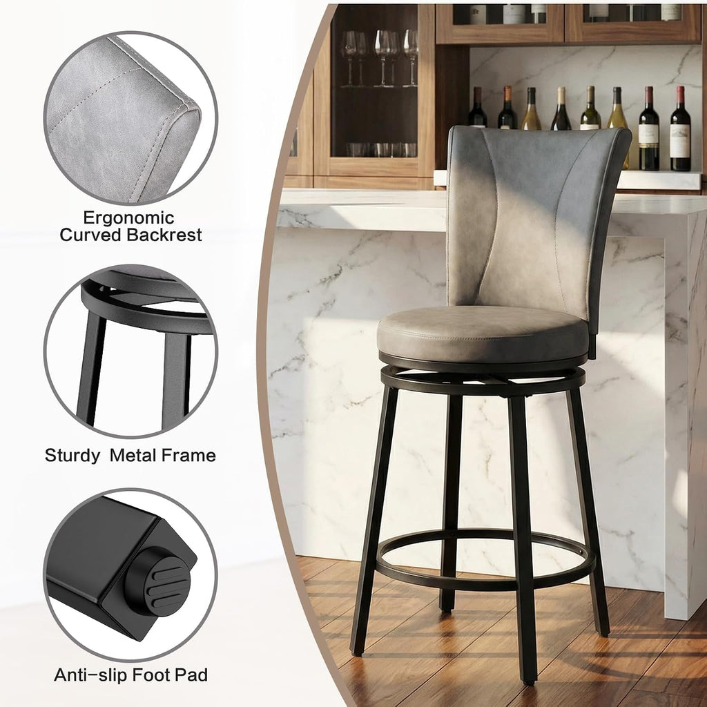 24" Swivel Bar Stools Set of 2