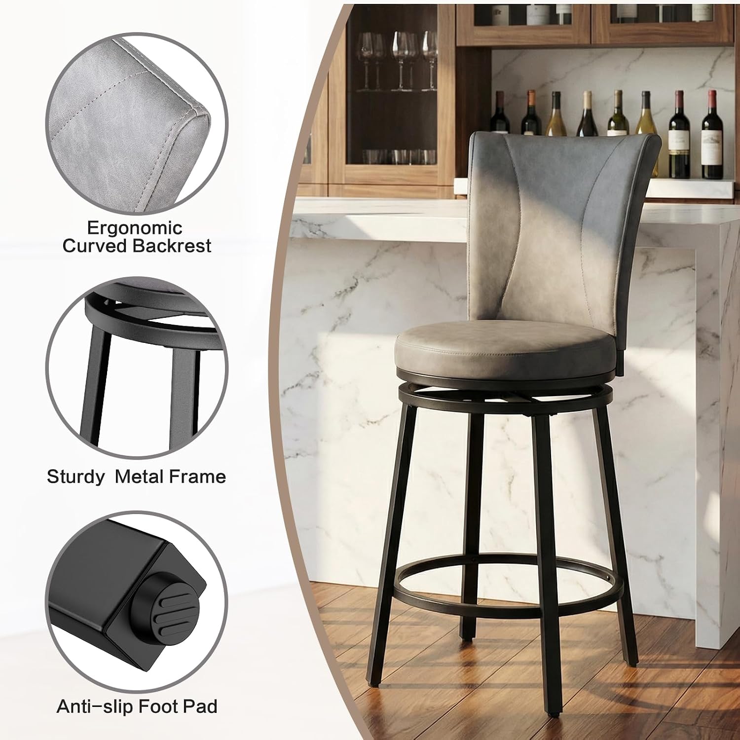24" Swivel Bar Stools Set of 2