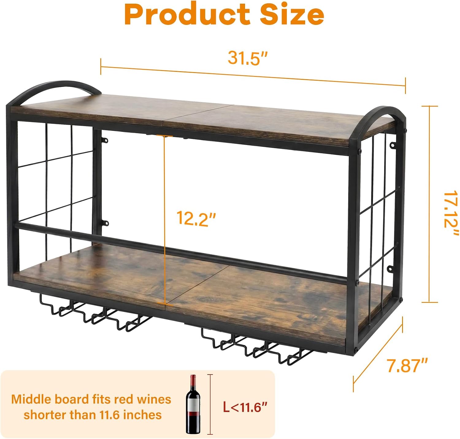 2 Tier Wall Mounted Wine Rack