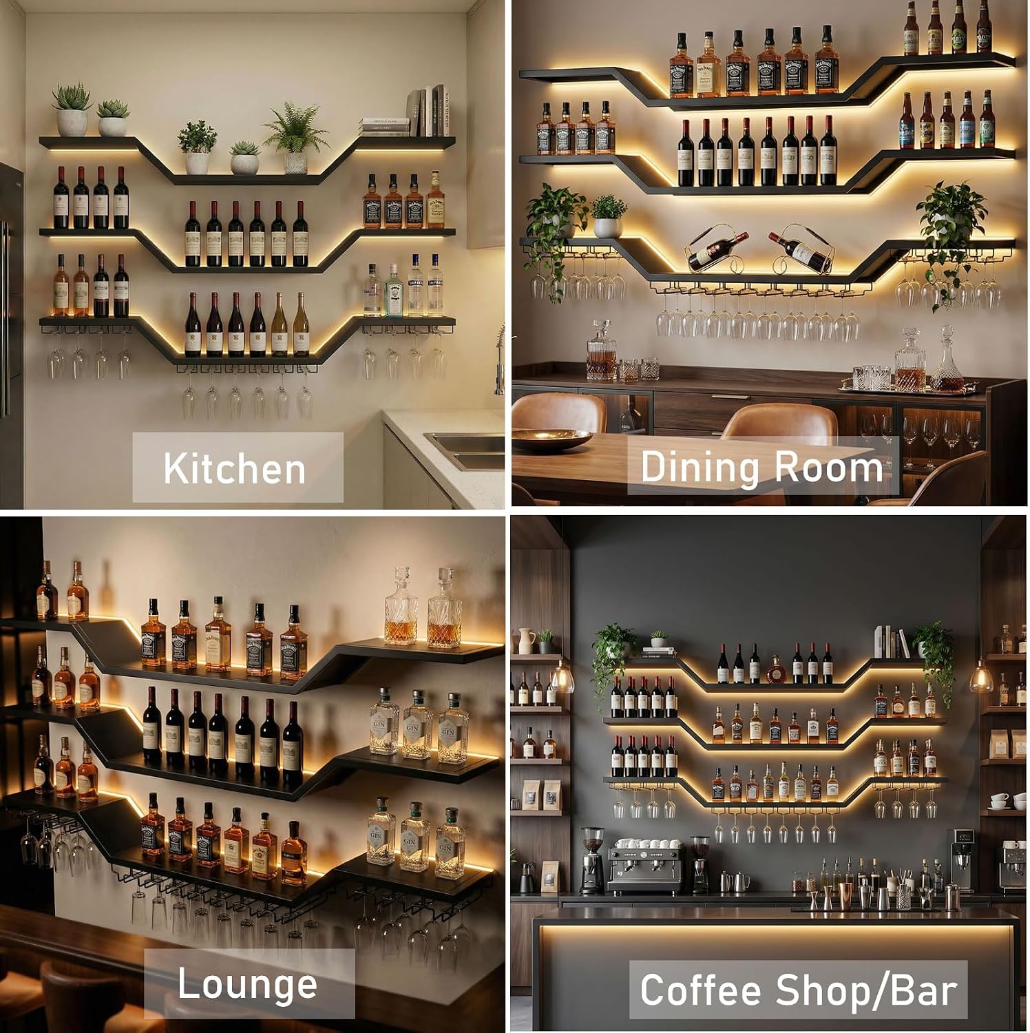 3-Tier LED Wall Mounted Wine Rack