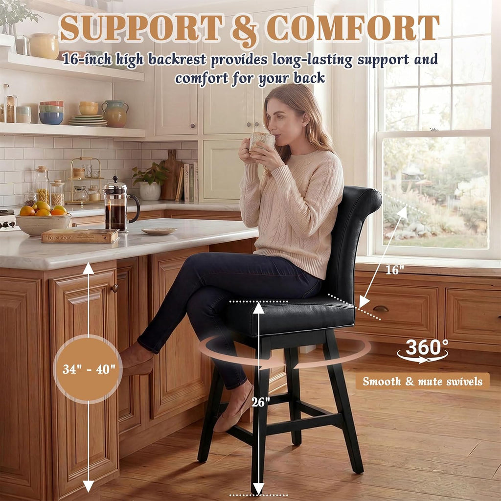 26" Swivel Bar Stools Set of 2