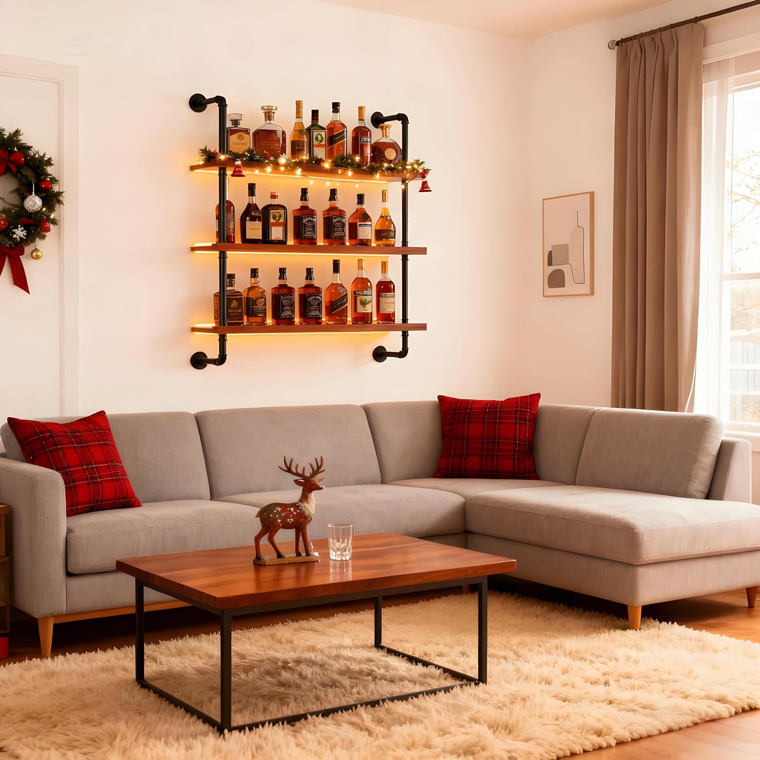 3-Tier LED Wall Mounted Wine Rack
