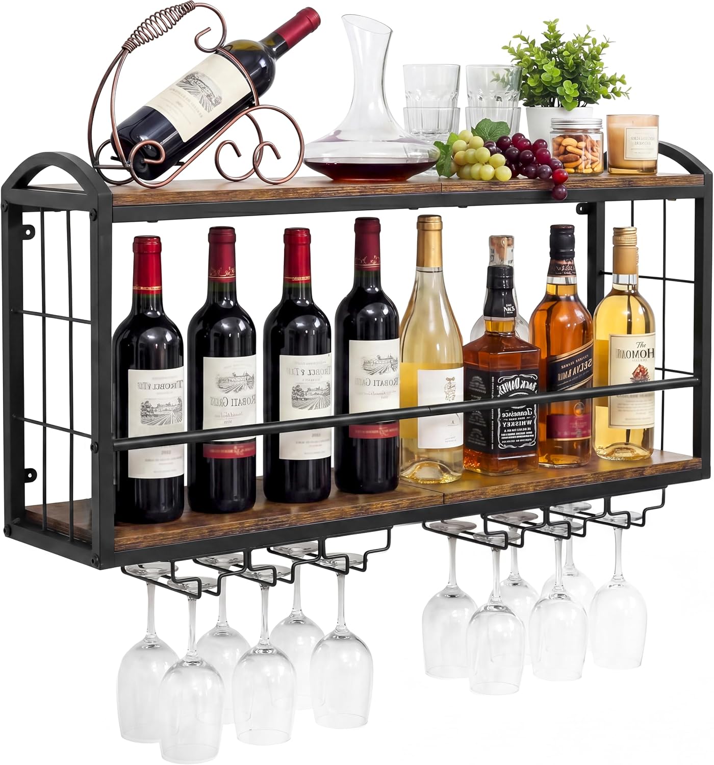 2 Tier Wall Mounted Wine Rack