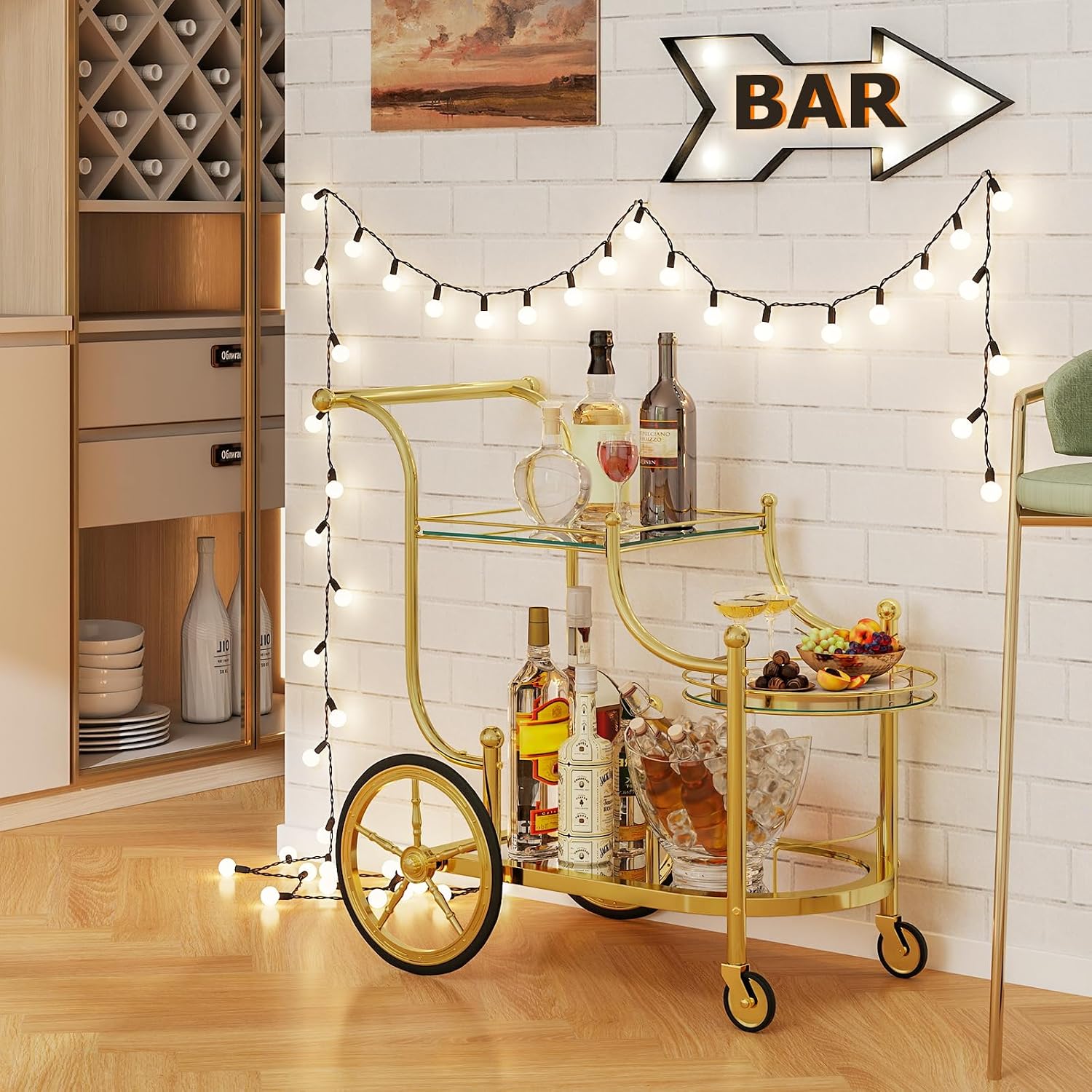 3-Tier Gold Bar Cart