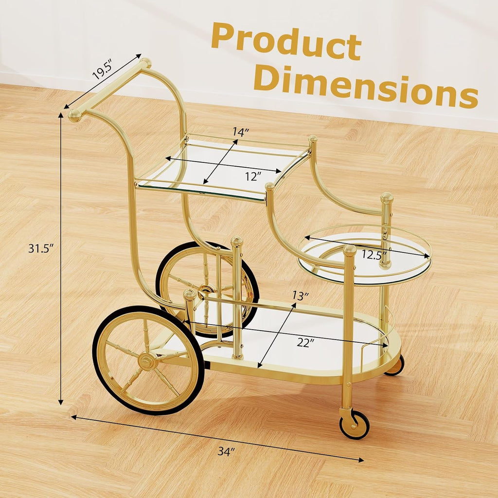 3-Tier Gold Bar Cart