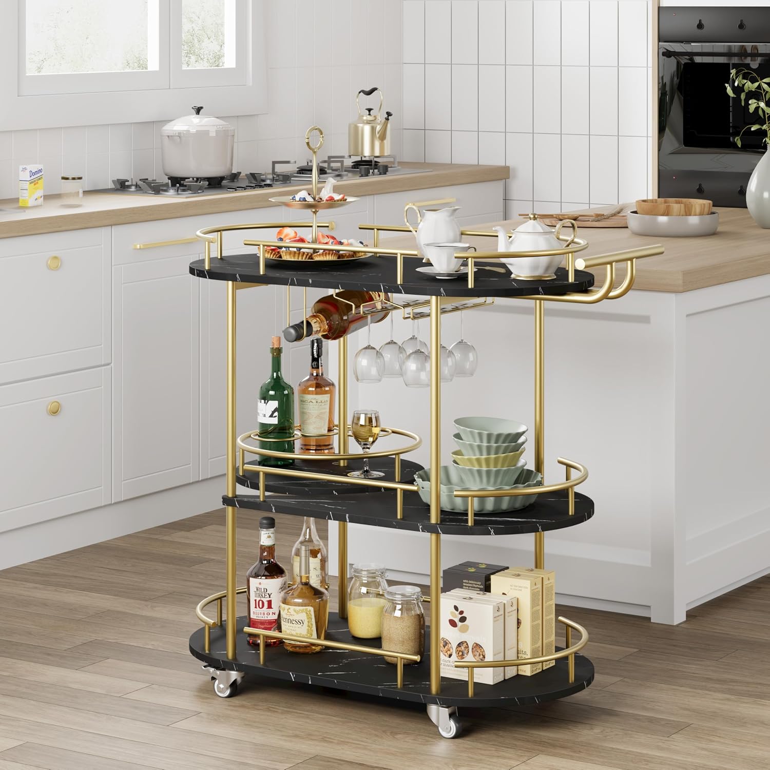 3-Tier Wheeled Bar Cart