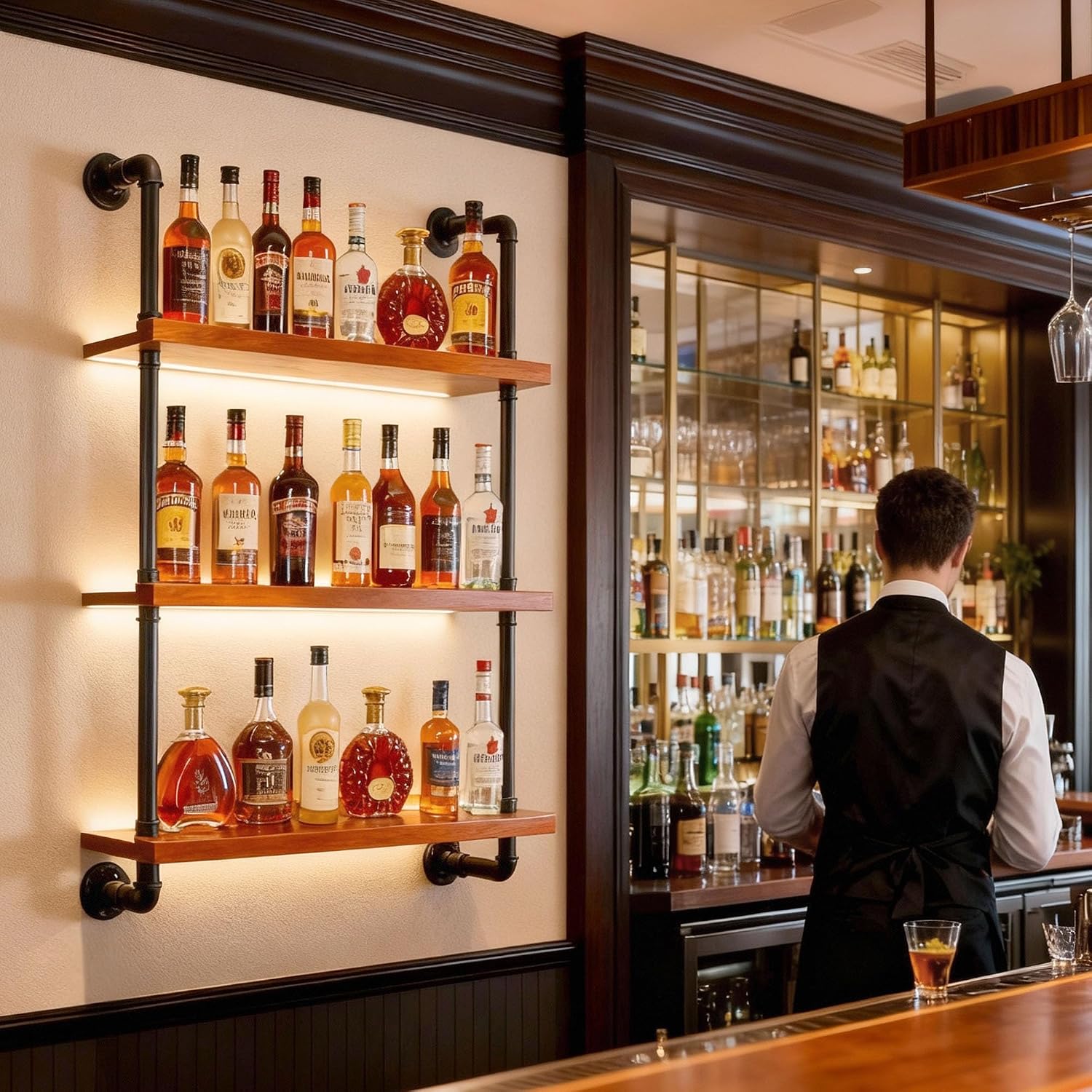 3-Tier LED Wall Mounted Wine Rack
