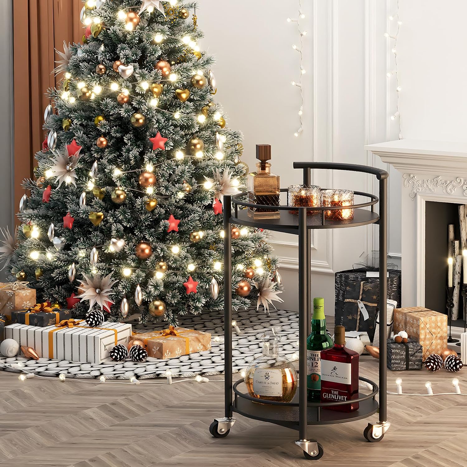 2-Tier Round Bar Cart