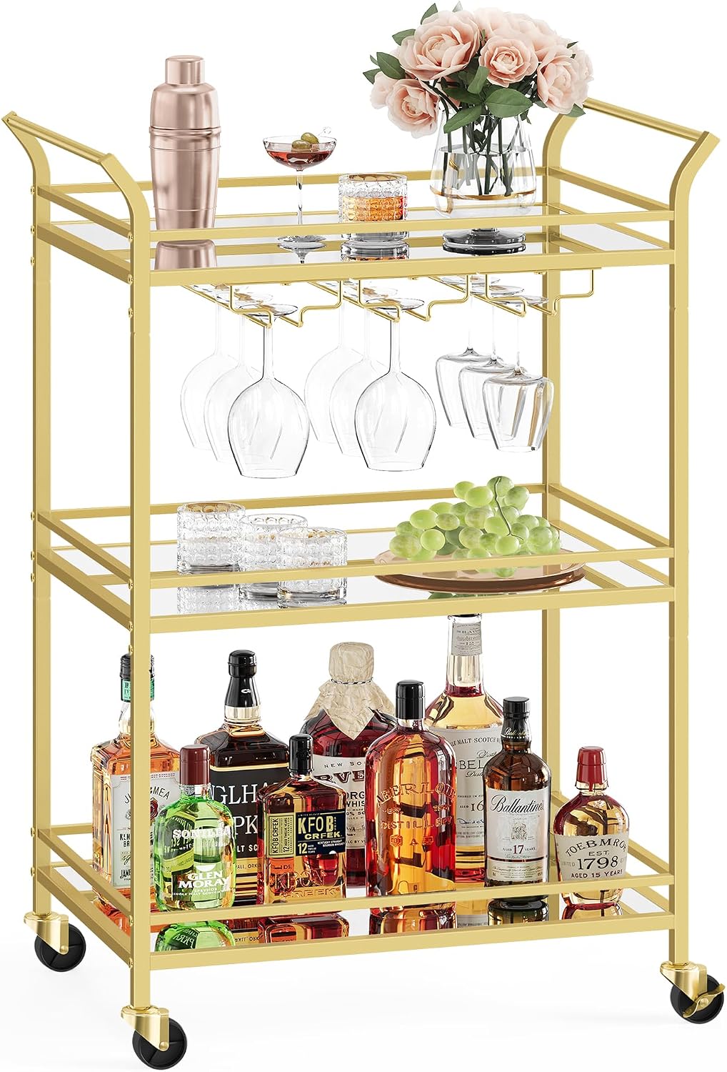 3-Tier Gold Bar Cart