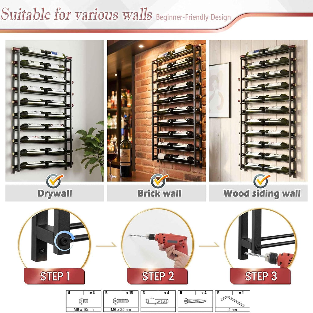 Wall Mounted Metal Wine Rack
