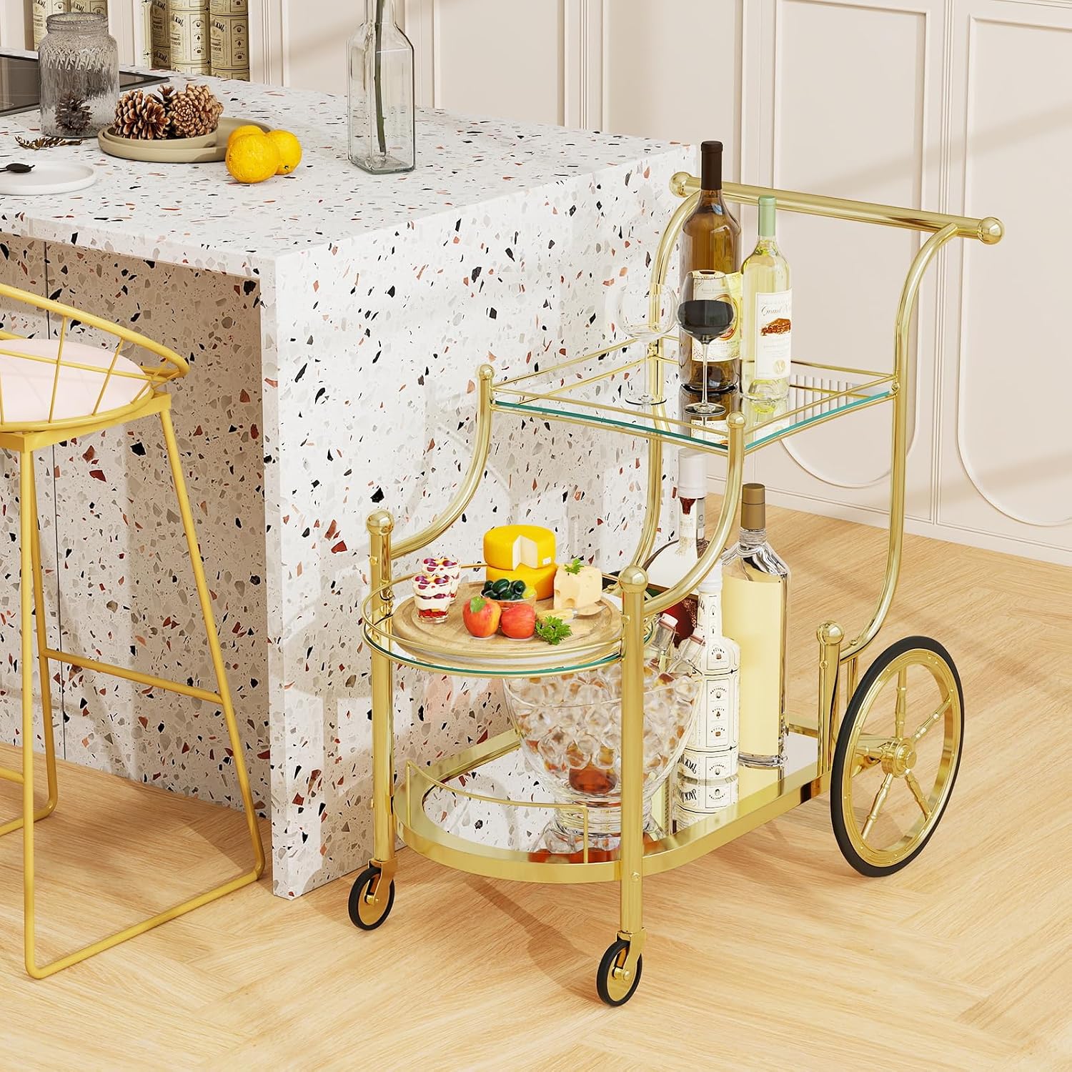 3-Tier Gold Bar Cart