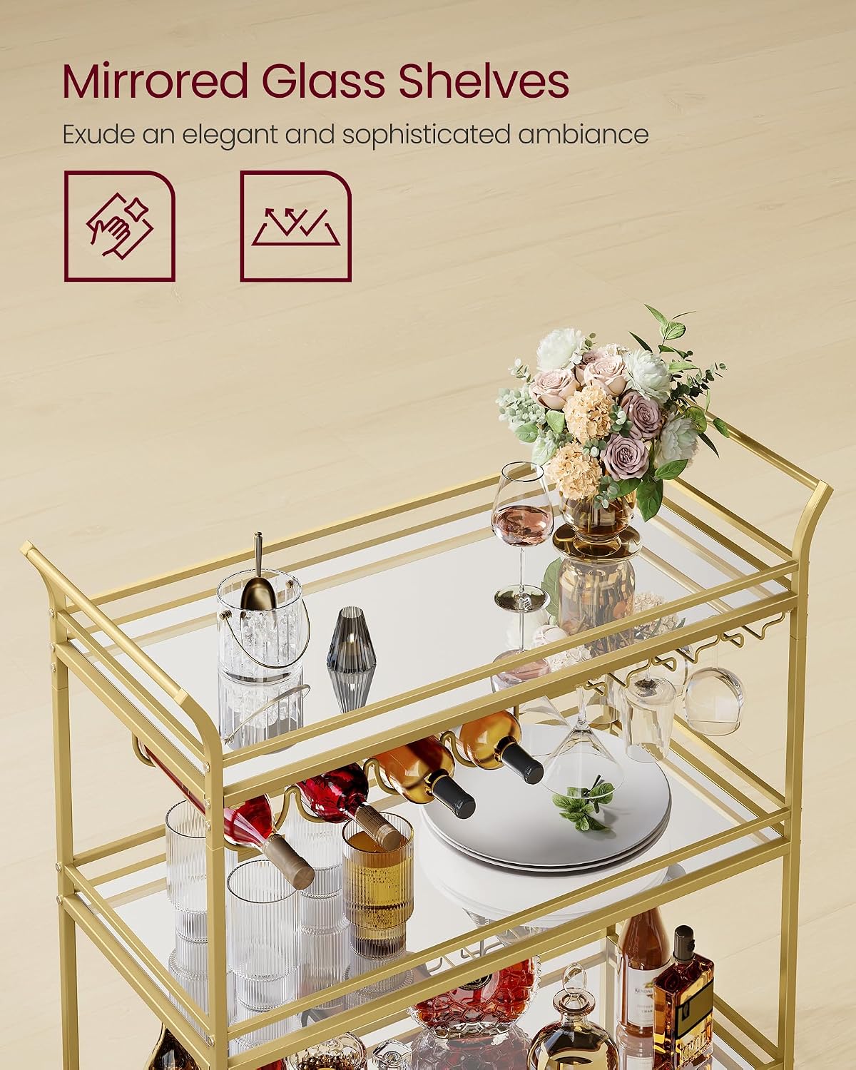 3-Tier Gold Bar Cart