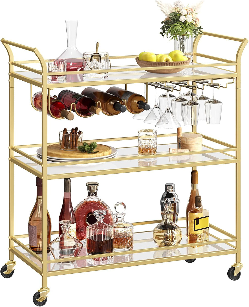 3-Tier Gold Bar Cart
