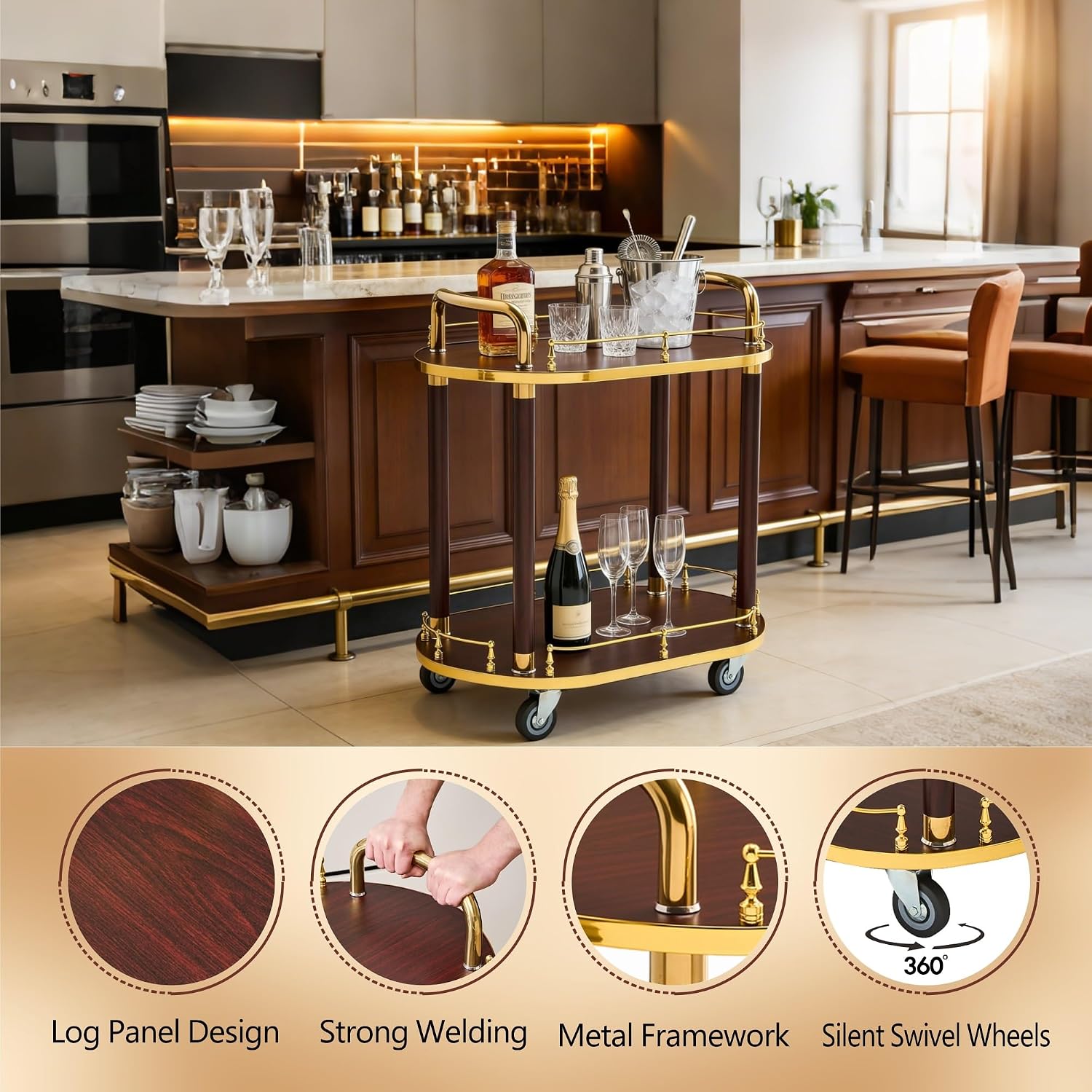 Vintage Rolling Bar Cart