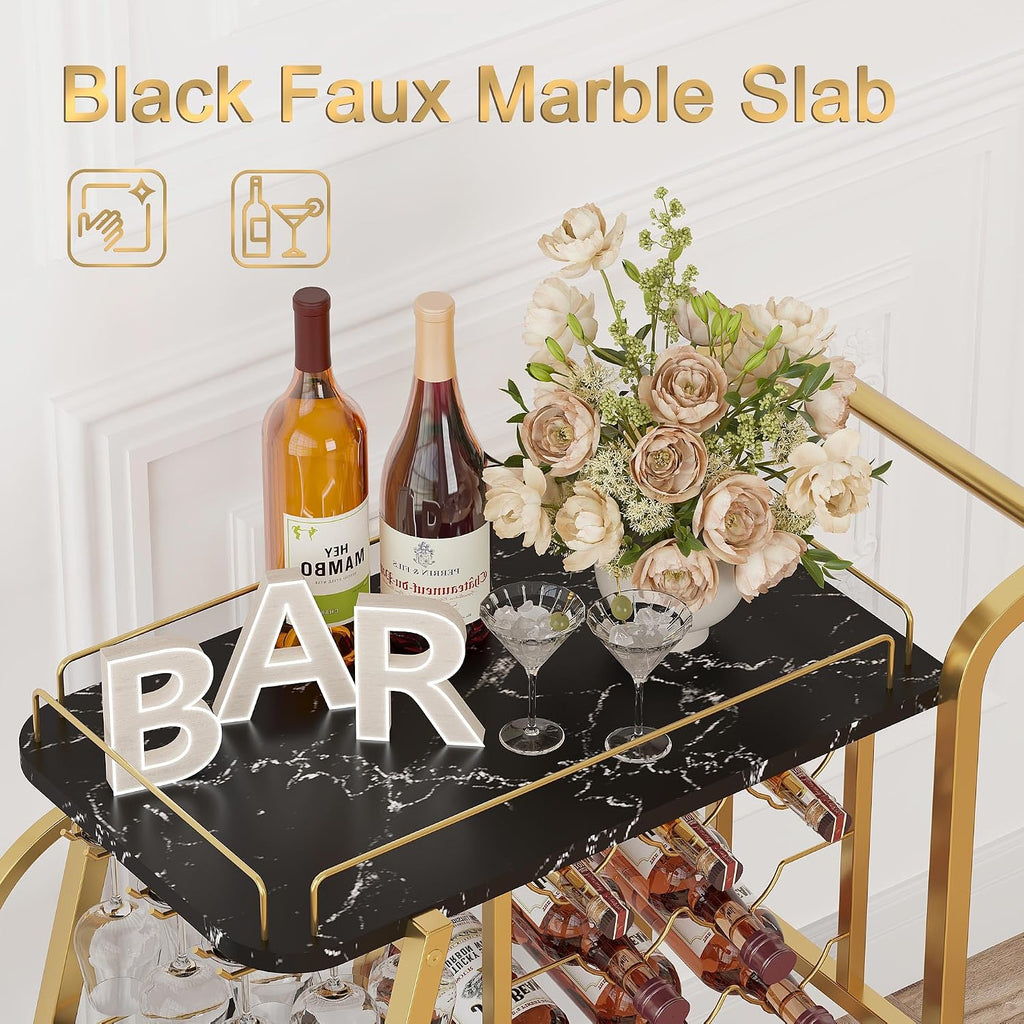3-Tier Rolling Bar Cart